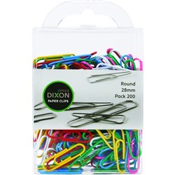 Dixon Paper Clips 28mm Round Coloured Pkt 200 - City Books & Lotto