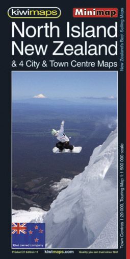 North Island Mini Road Map by KiwiMaps - City Books & Lotto