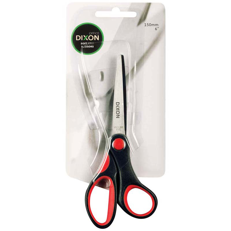 Dixon Scissors Soft Grip Black And Red 150mm 6″ - City Books & Lotto