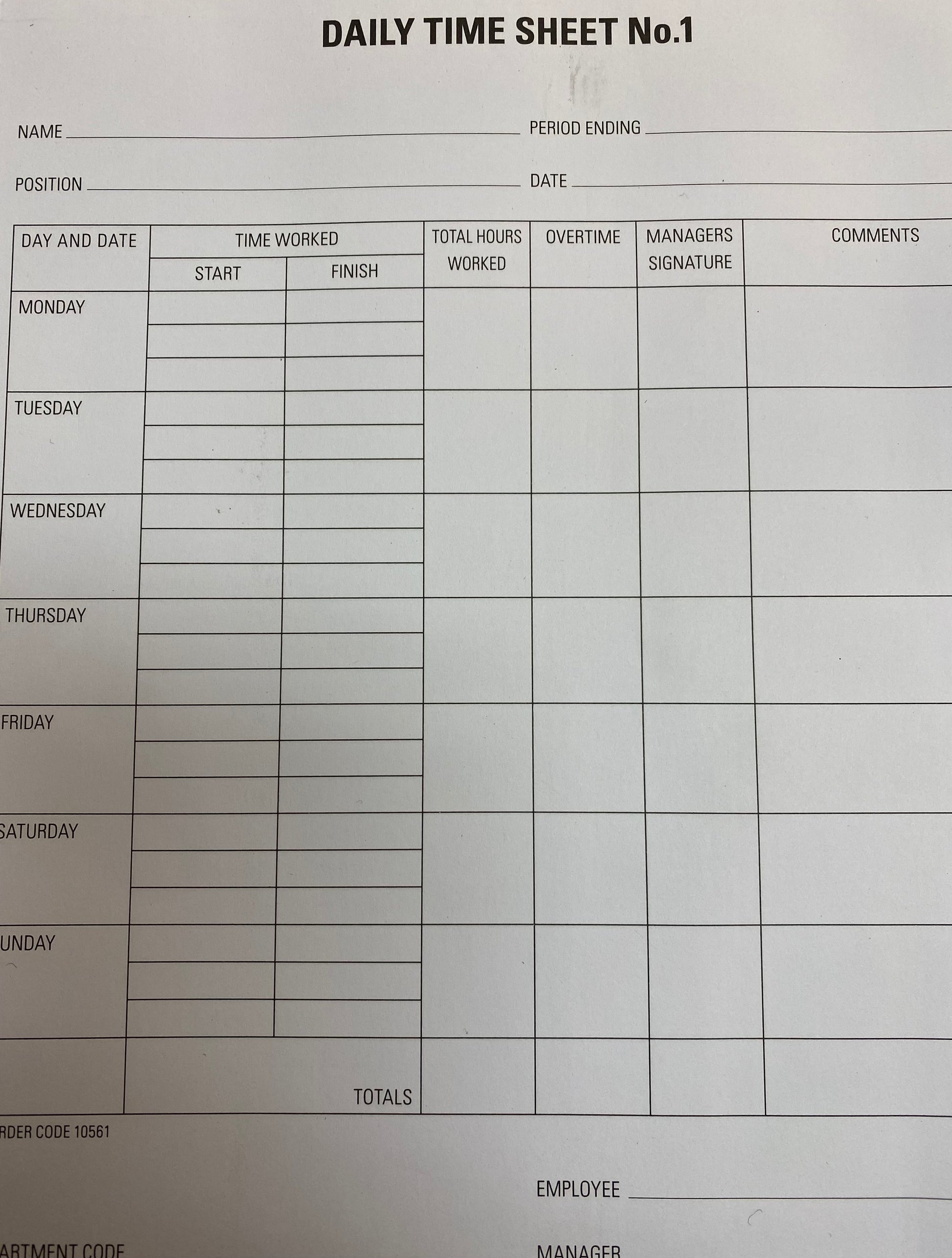 Daily Time Sheet Pad 50 Pages - City Books & Lotto