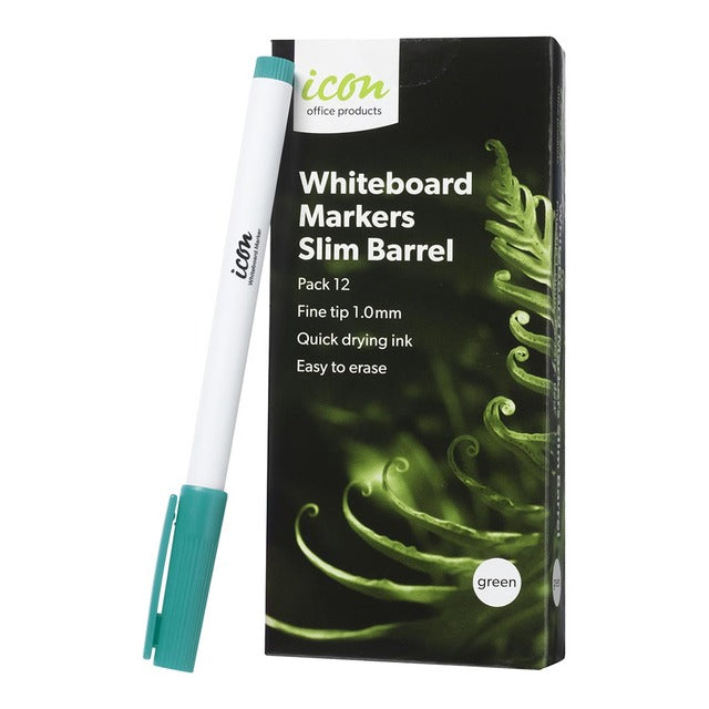 Icon Whiteboard Marker Slim Barrel Fine Tip Green - City Books & Lotto