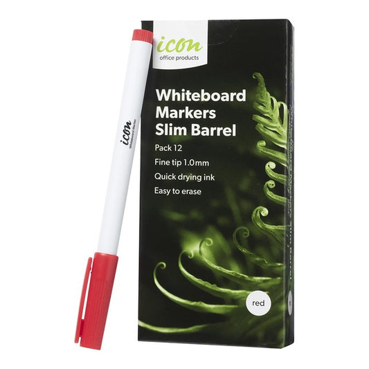 Icon Whiteboard Marker Slim Barrel Fine Tip Red - City Books & Lotto