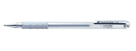 Pentel Hybrid Gel Grip Gel Roller Pen Stick K118 0.8mm Metallic Silver - City Books & Lotto
