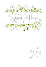 CARD $5.99 WITH DEEPEST SYMPATHY GREEN LEAVES - City Books & Lotto